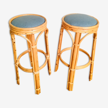 Pair of vintage rattan bar stools
