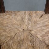 Set of 4 Antique Spanish Country Chairs with Woven Rattan Seats