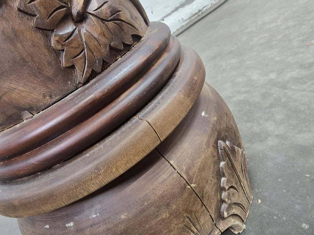 Vintage wooden column with carving