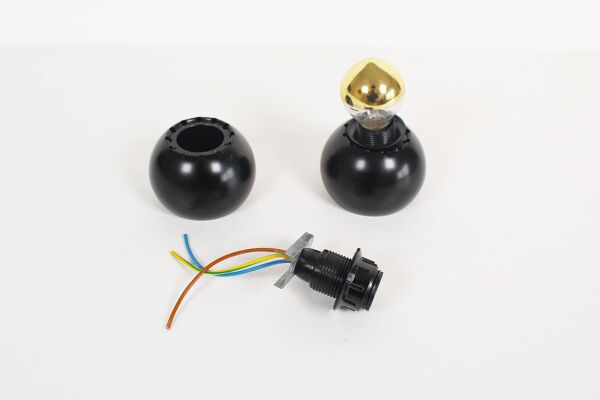 Ensemble (2) de petites appliques murales « boules » peintes et ludiques, Italie, années 1970