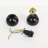 Set (2) of petite playful painted 'ball' wall lights, Italy 1970's