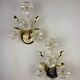 Pair of hibiscus floral sconces, frosted Murano glass, Italy, 1970s