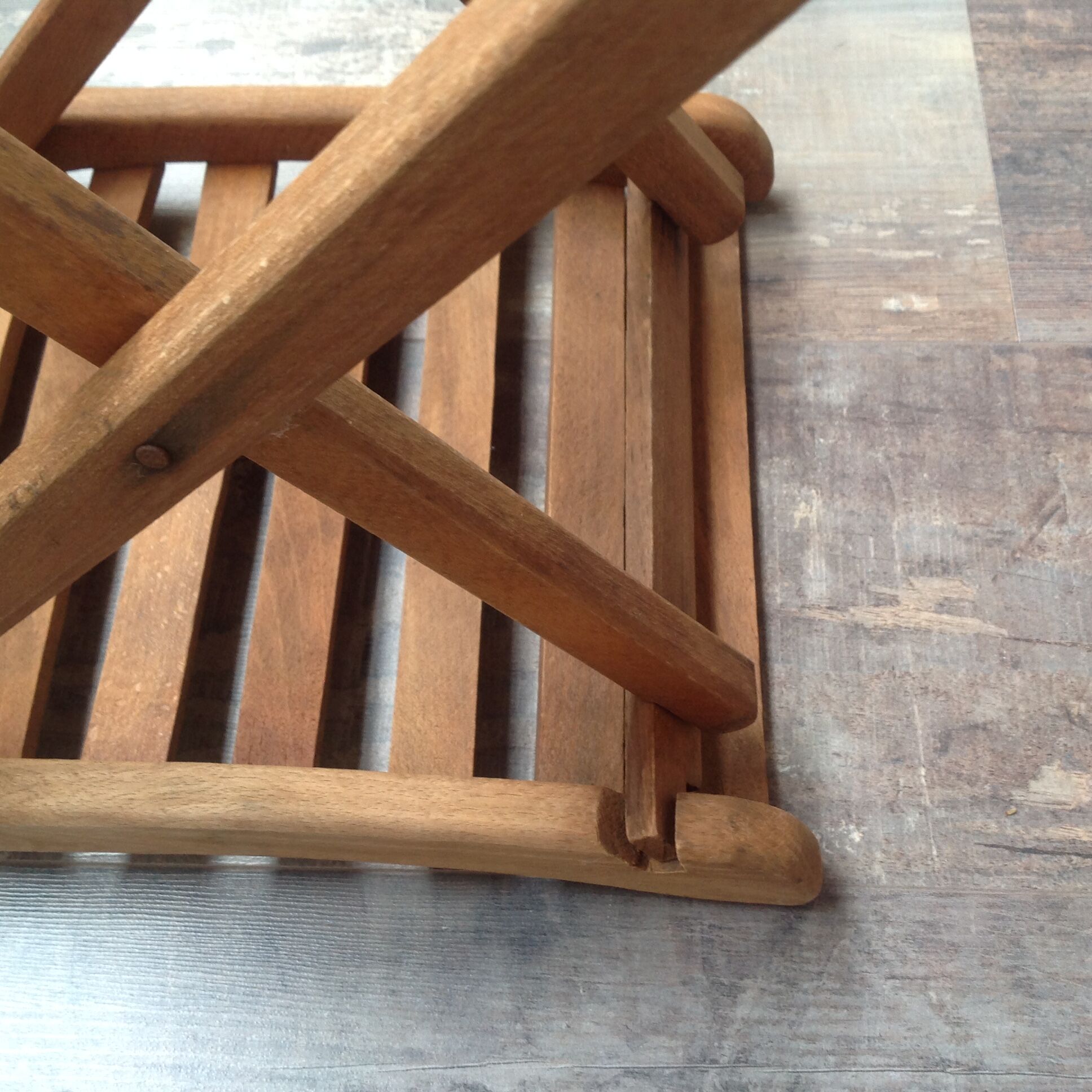 Folding wooden stool
