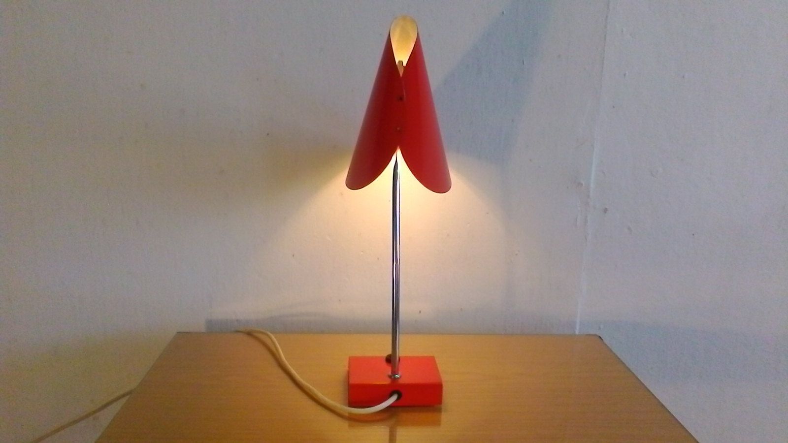 By Josef Hurka for Napako 1960 red desk lamp