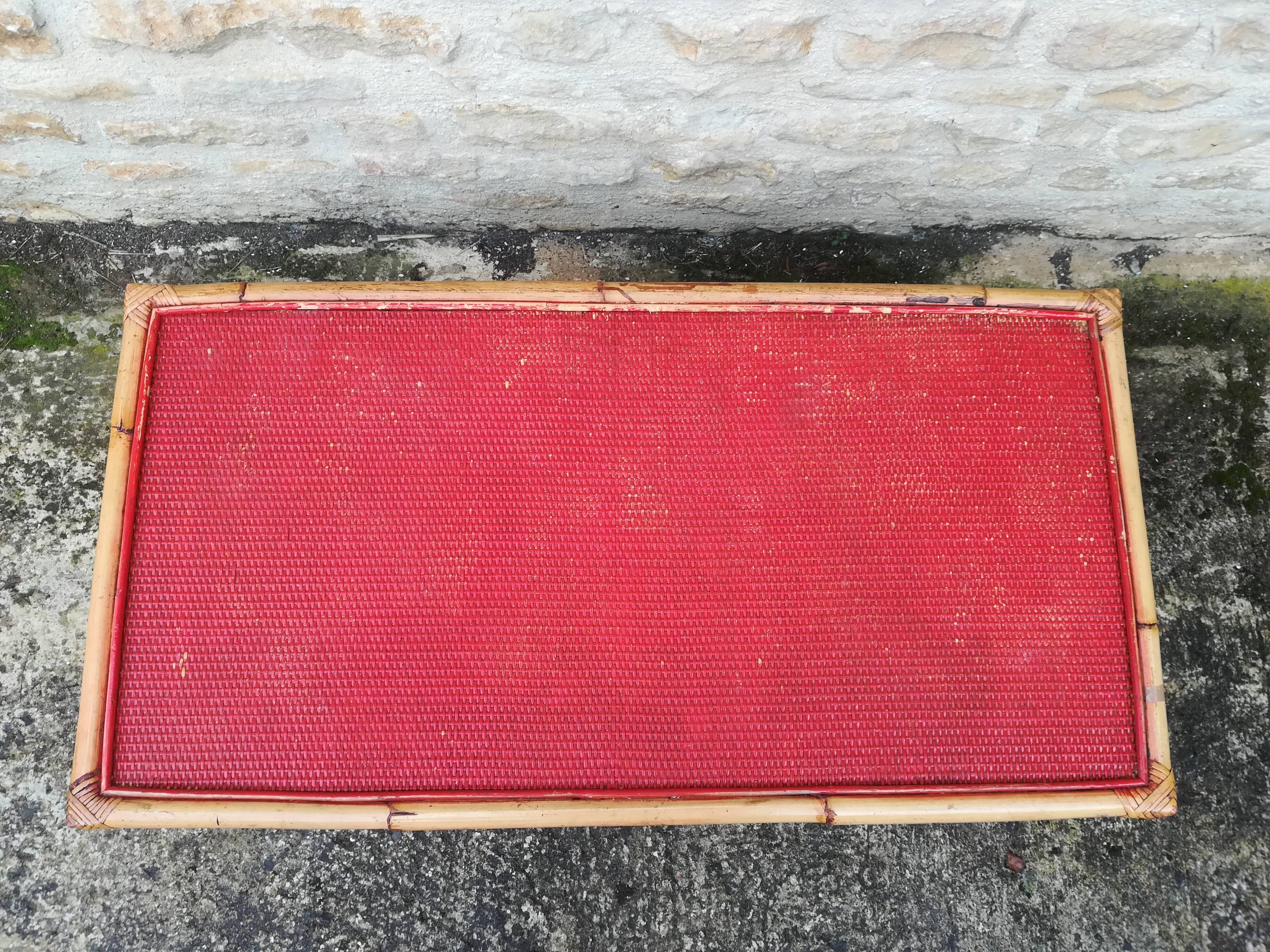 Rattan and bamboo coffee table