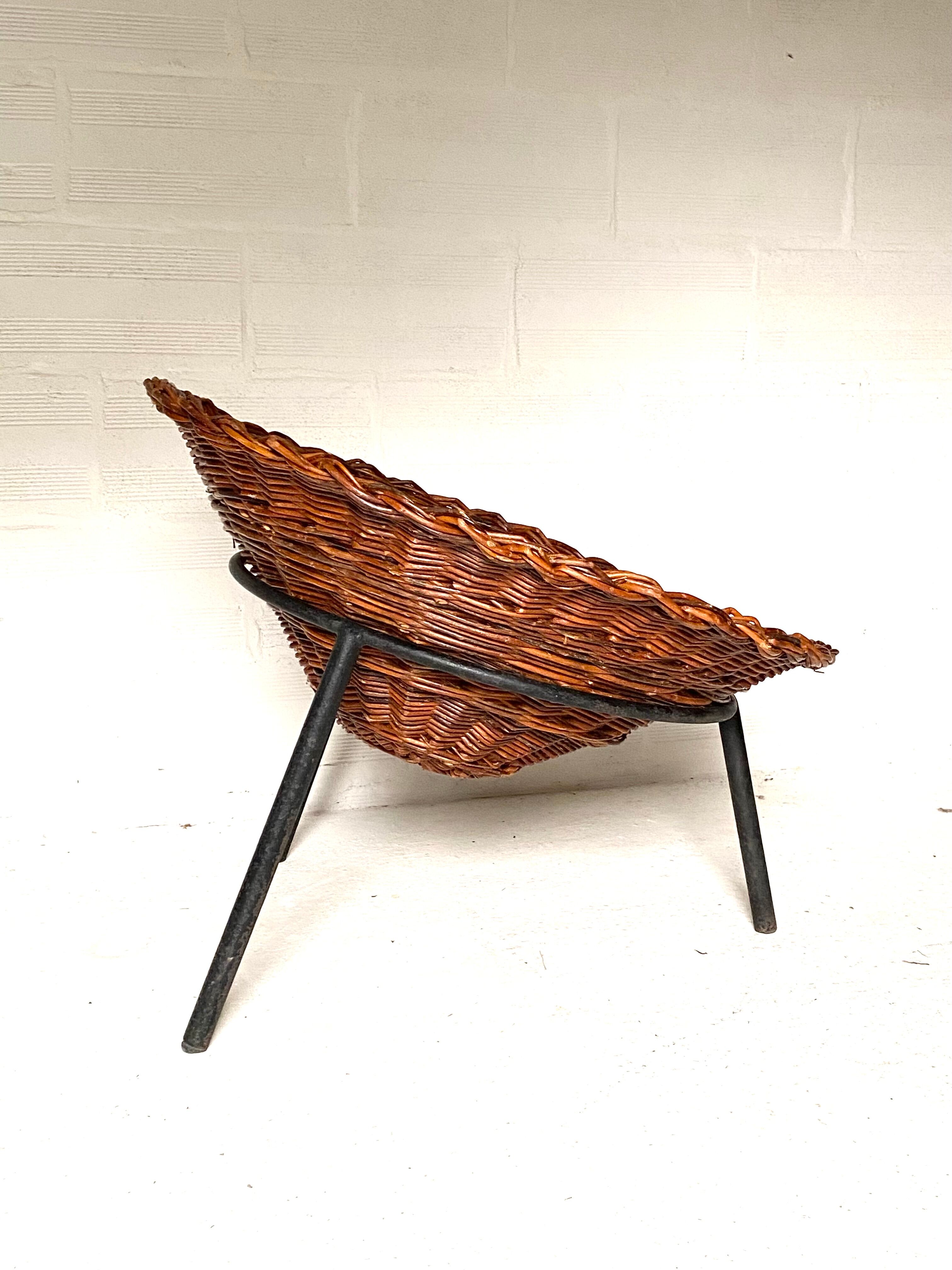 Pair of wicker basket armchairs