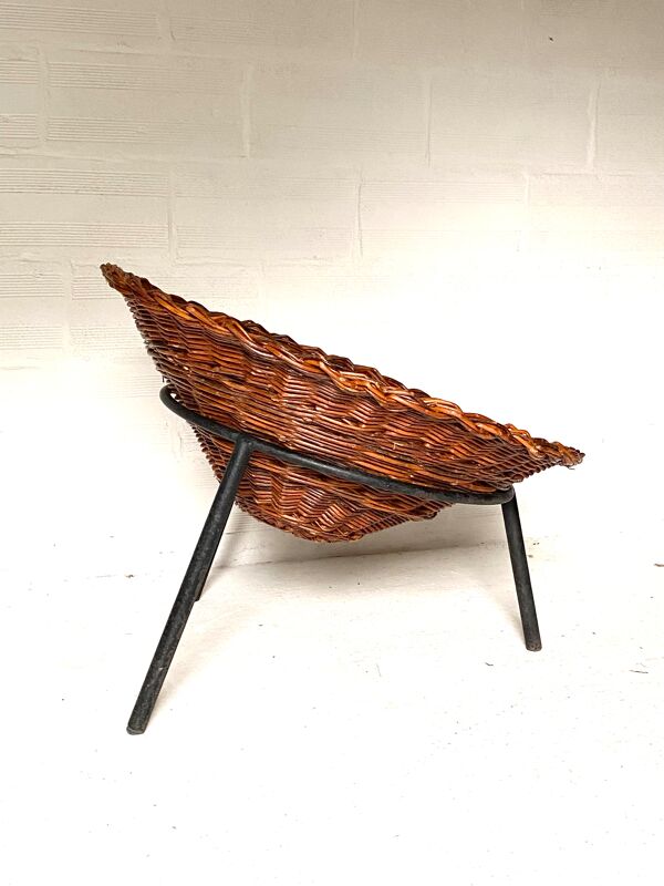 Paire de fauteuils corbeille en osier