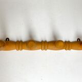 Vintage wooden wall coat rack 4 hooks