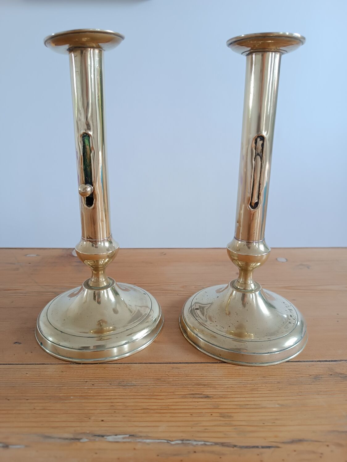 Pair of gilded brass candle holders