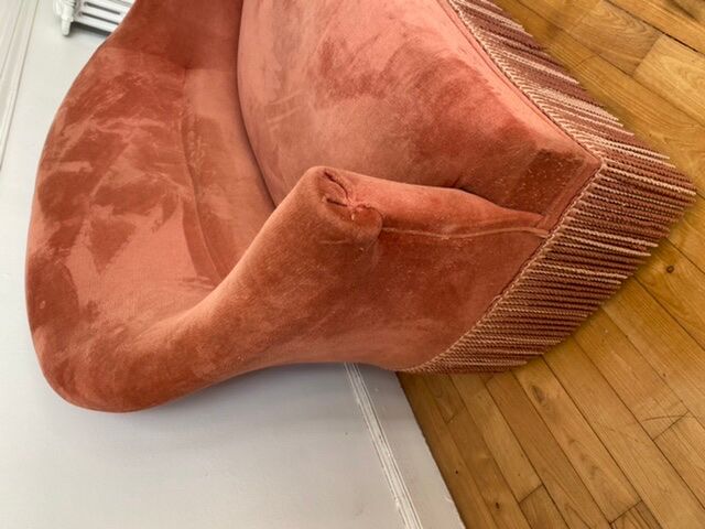 Pink velvet sofa