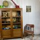 Antique oak library showcase