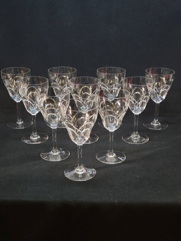 10 anciens verres a eau en cristal taillé art déco saint louis / baccarat