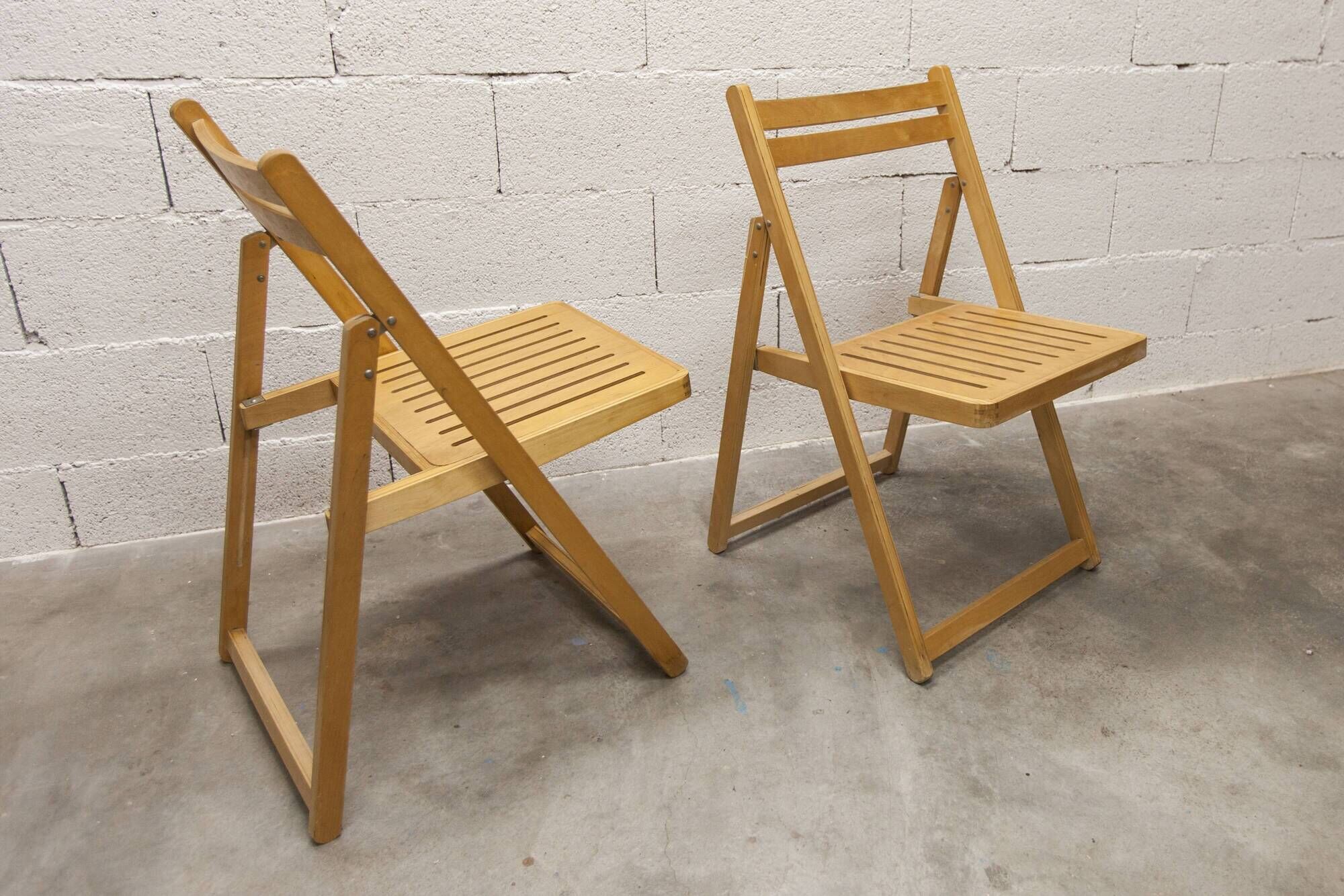 Paire de chaises pliantes Ikea 1970 couleur miel