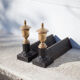 Cast iron and brass chenets