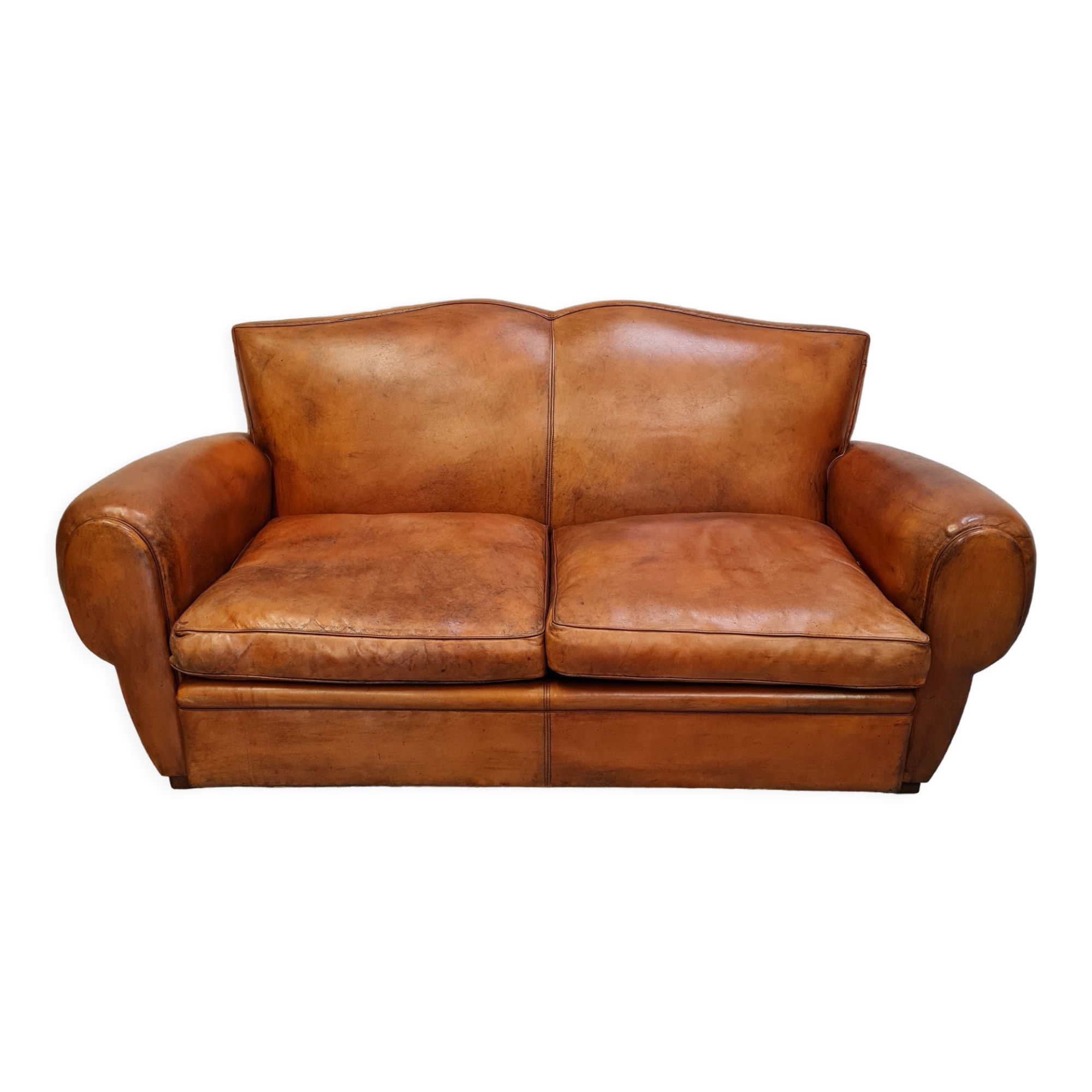 Vintage french leather sofa c1950