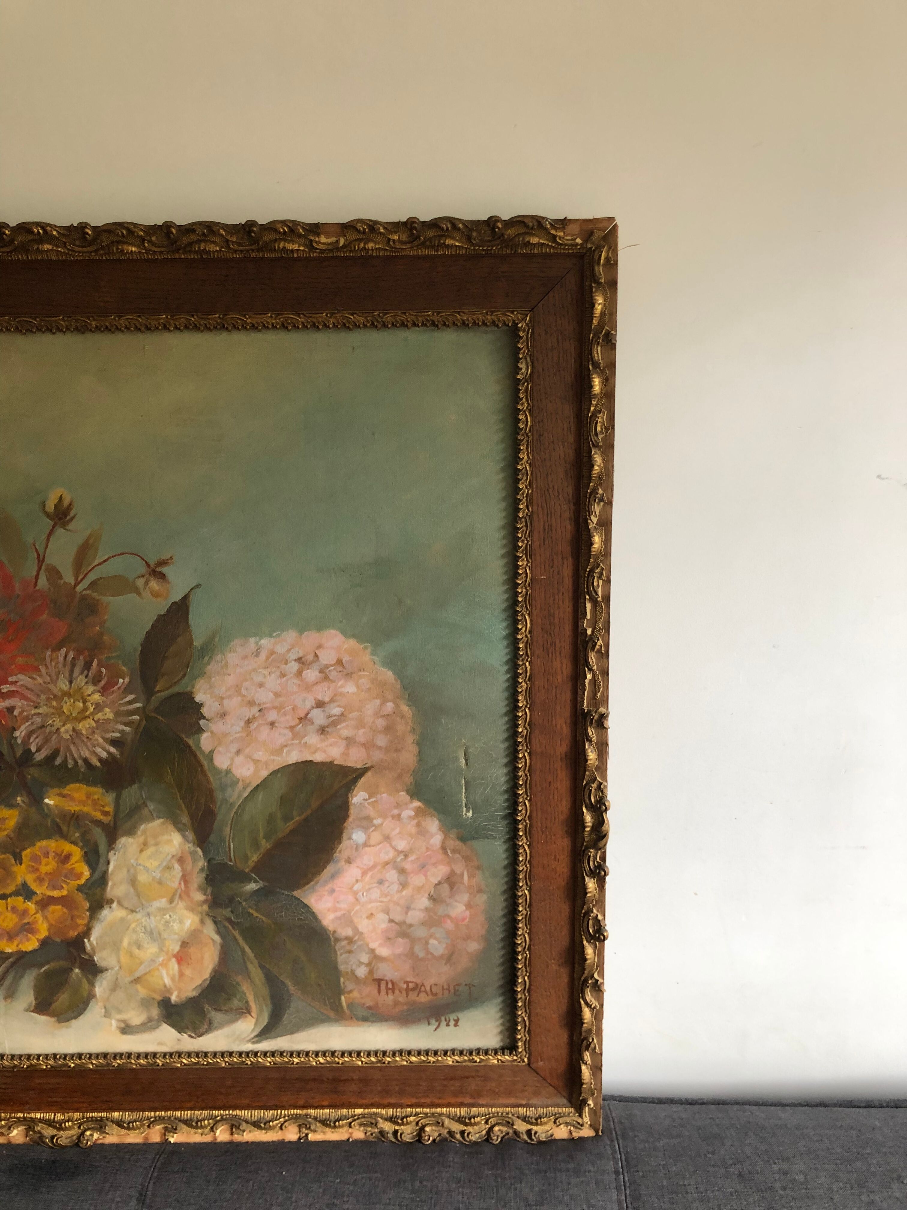 Oil on canvas ancient flowers