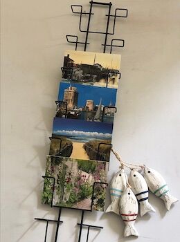 Postcard display, ephemeral decoration