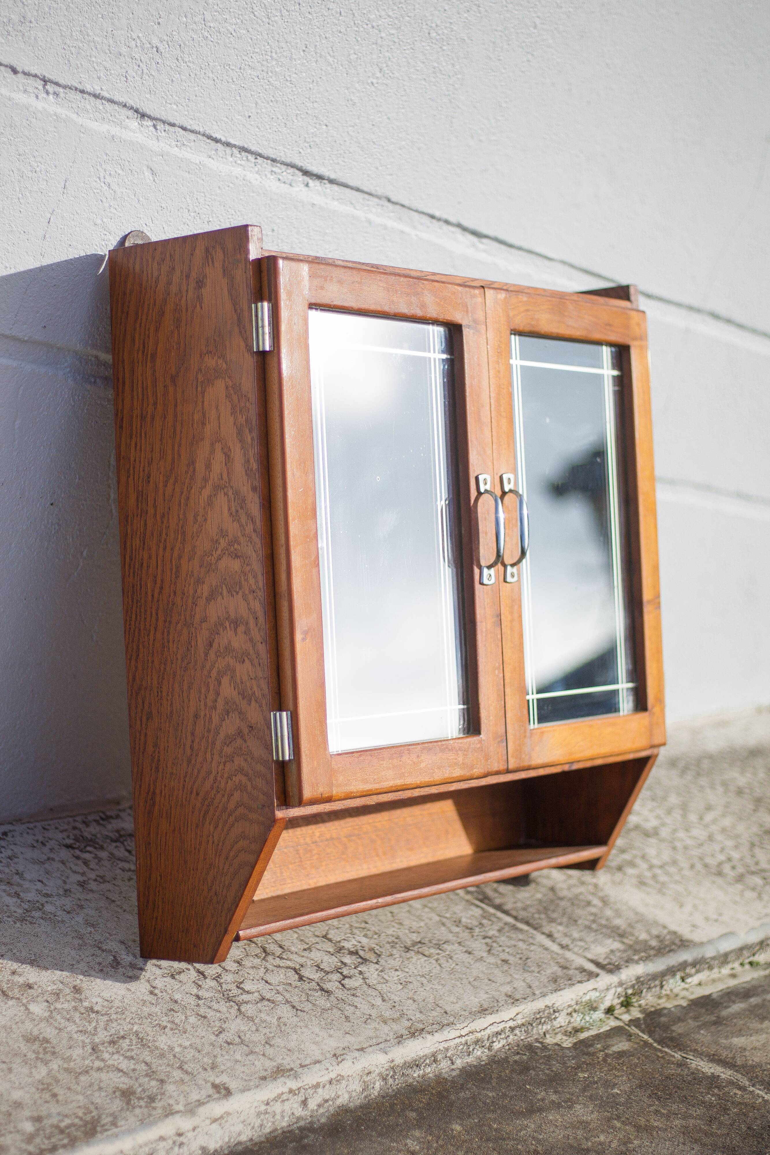 Art deco bathroom cabinet, vintage art deco wall-mounted Medicine Cabinet, 2 doors