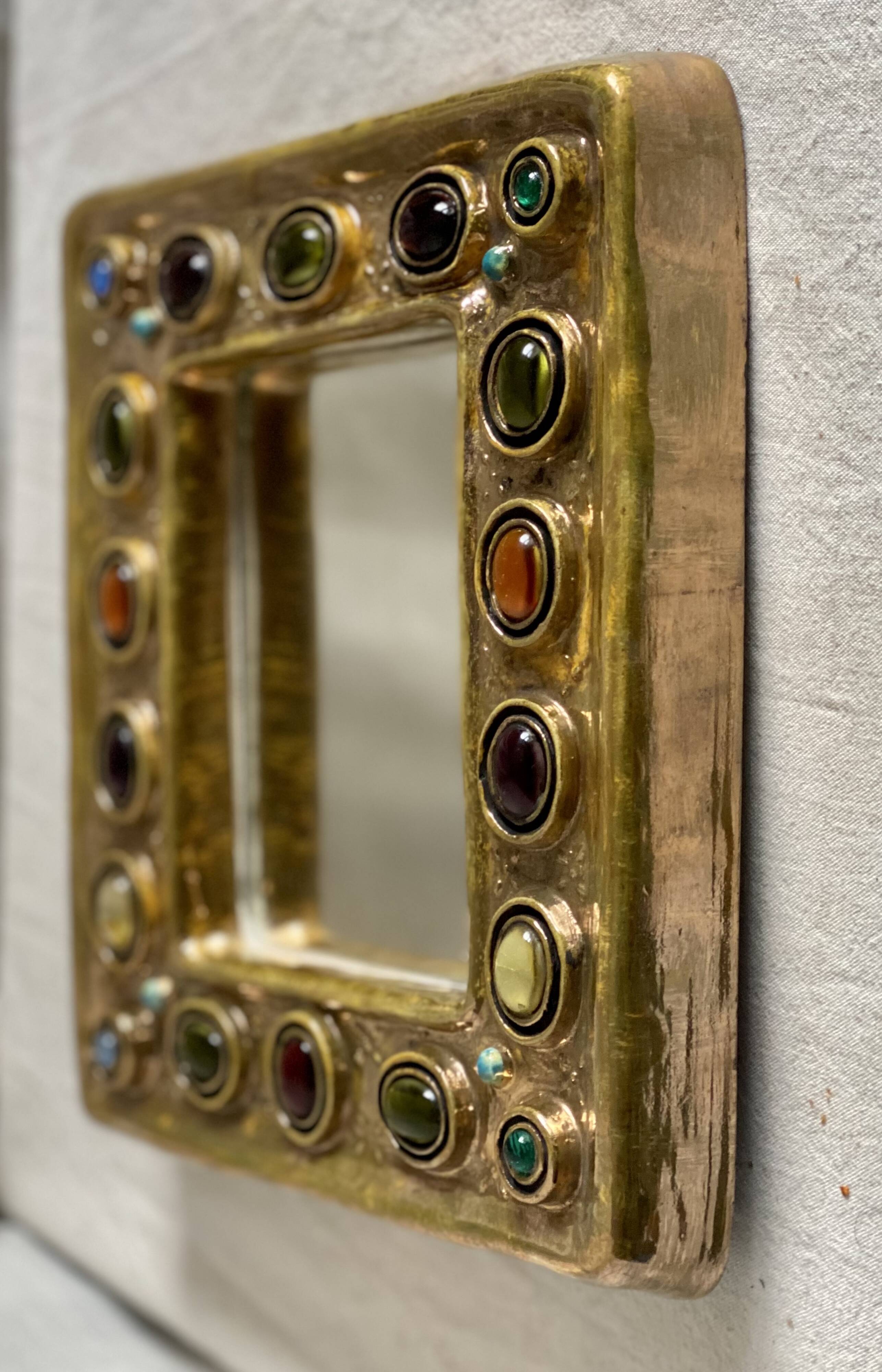 Ceramic mirror by manon thomas (vallauris) vintage 1960