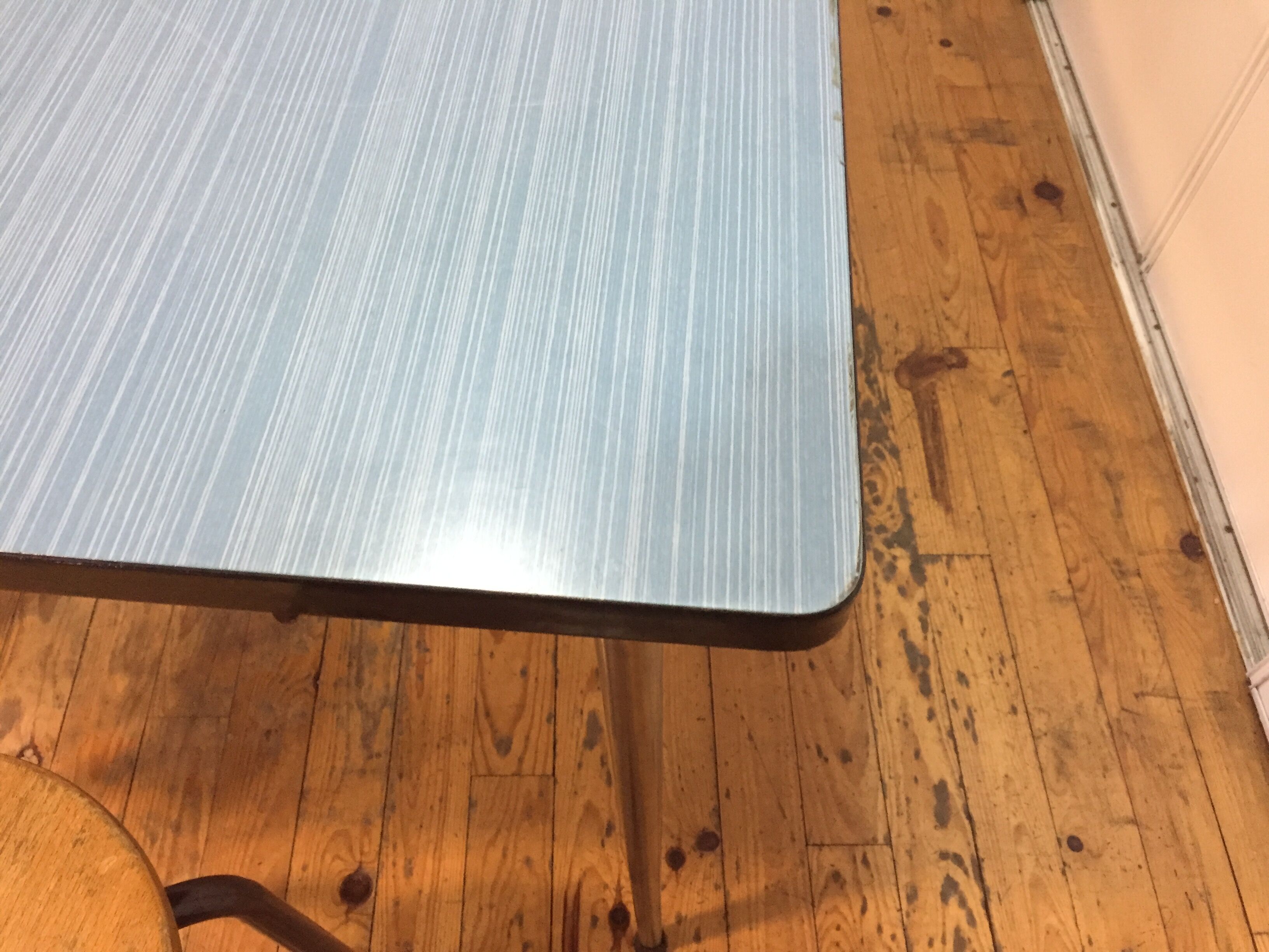 Blue formica table