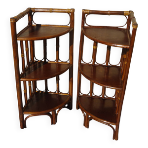 Paire de chevets en rotin