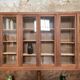 Solid wood display cabinet.
