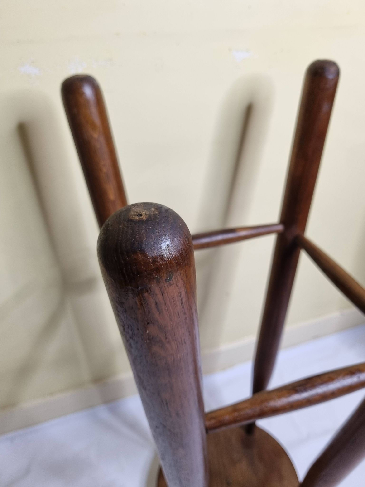 High wooden stool, designer, Scandinavian style, 1950s, 82 cm