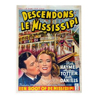 Affiche cinéma originale "Descendons le Mississippi" 35x48cm 1953