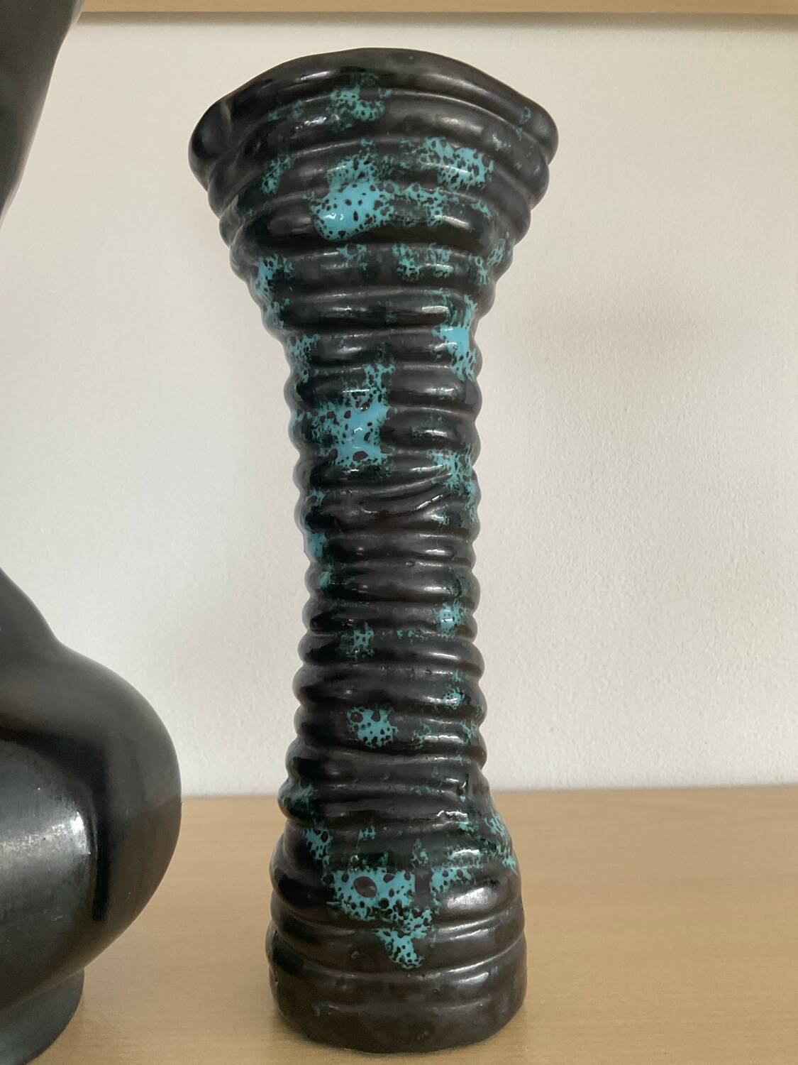 Pair of vintage glazed ceramic vases