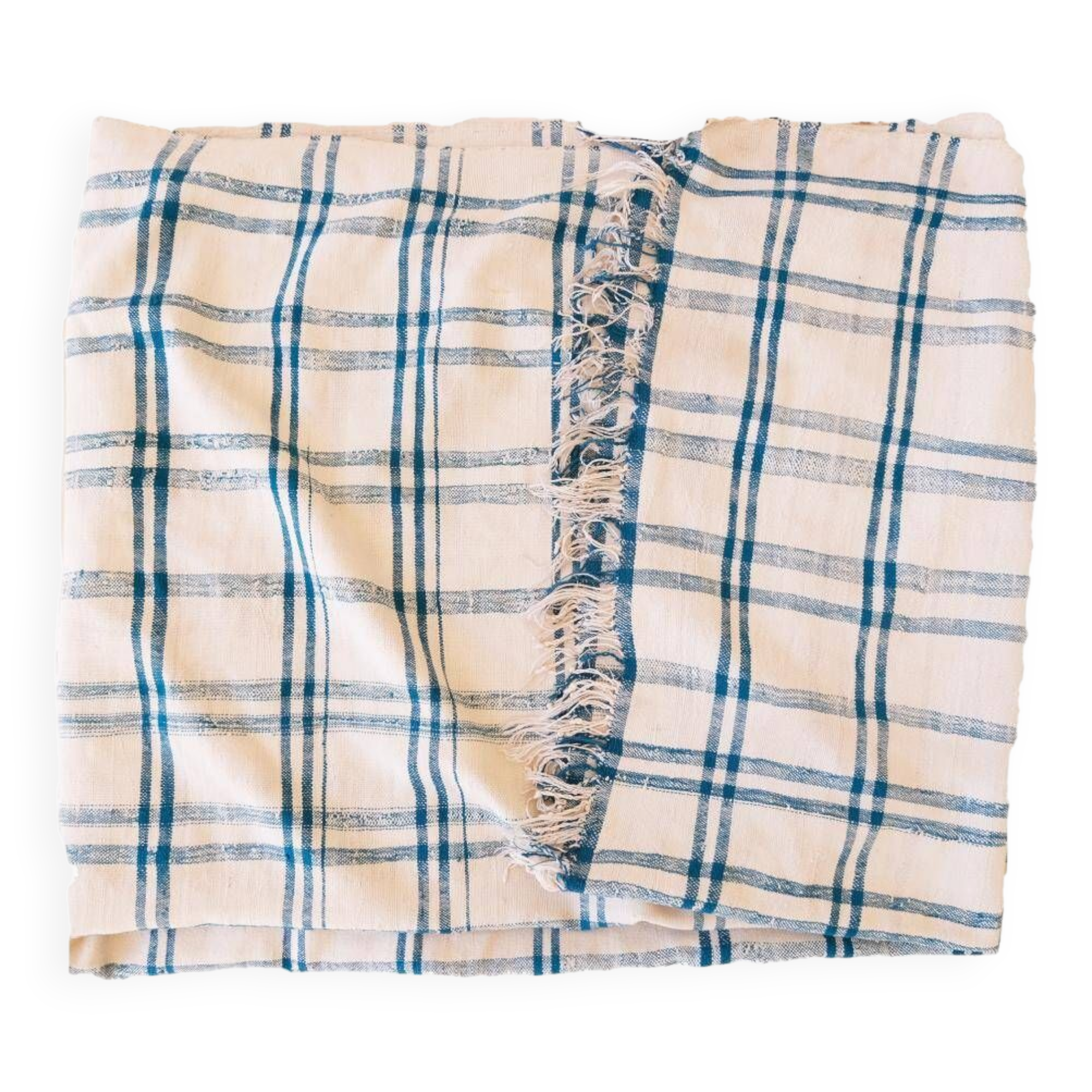 Vintage Haik checkered blanket from Morocco - 156 x 313 cm