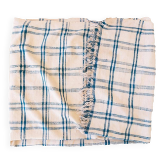 Vintage Haik checkered blanket from Morocco - 156 x 313 cm