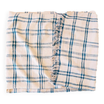 couverture vintage Haik à carreaux du maroc - 156 x 313 cm