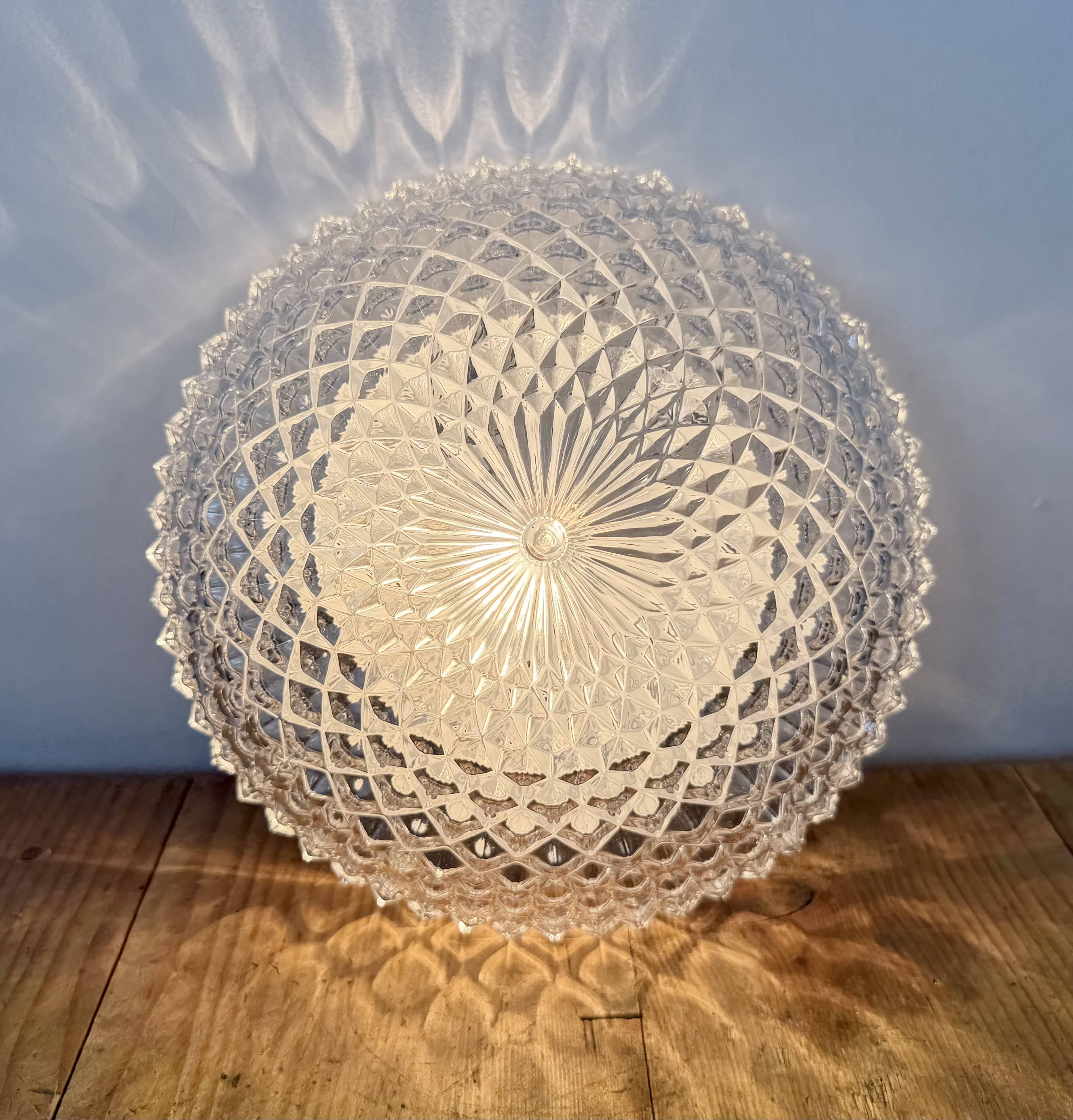 Vintage Glass Wall or Ceiling Light, 1970s