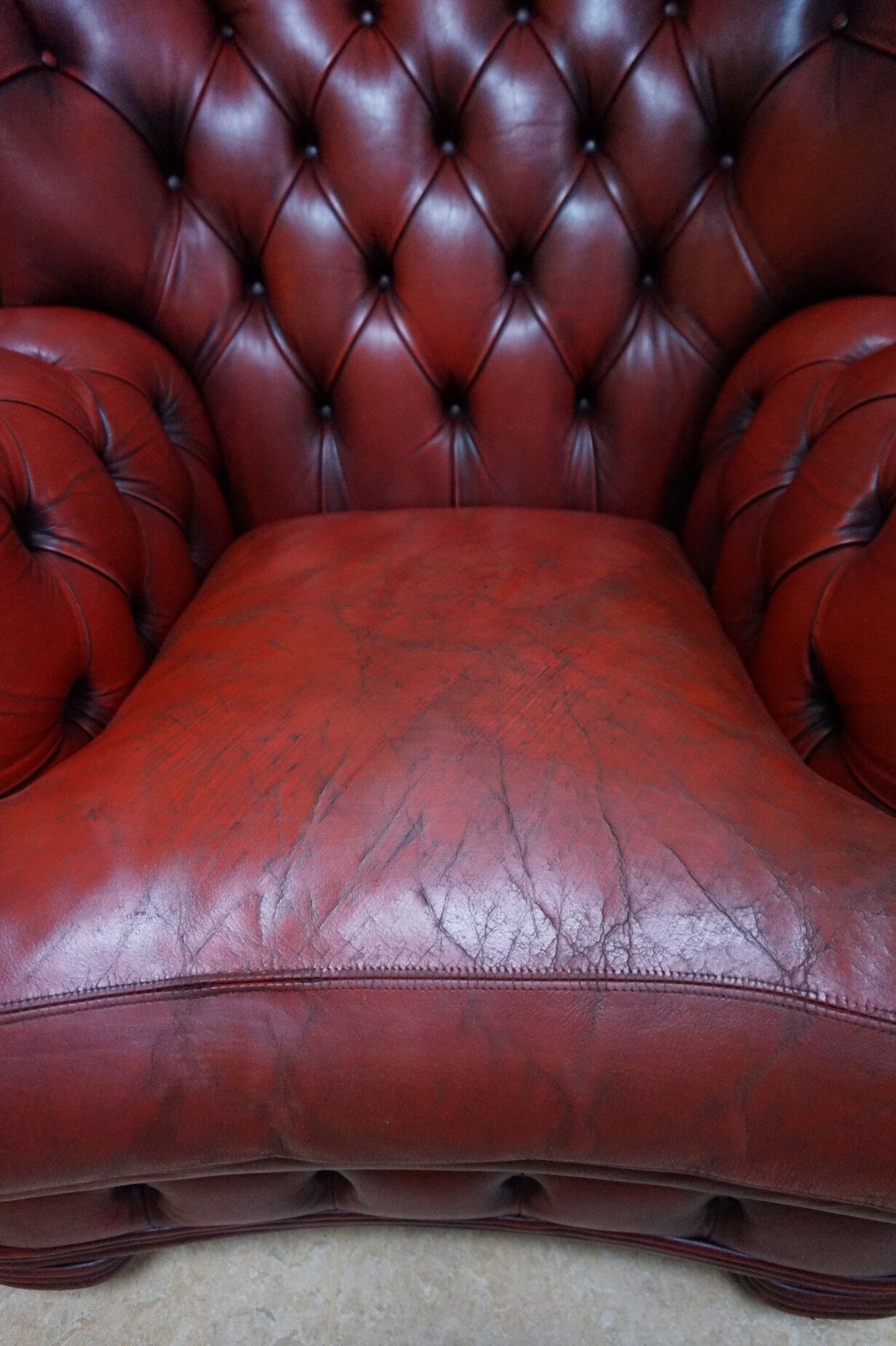 Vintage English Leather Dellbrook Chesterfield Club Chair