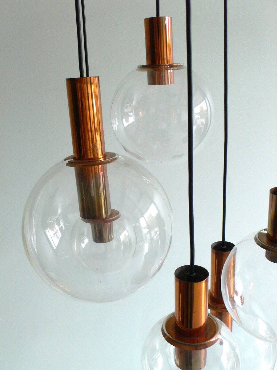 Large Copper & Glass Pendant Lamp from Raak, 1960s