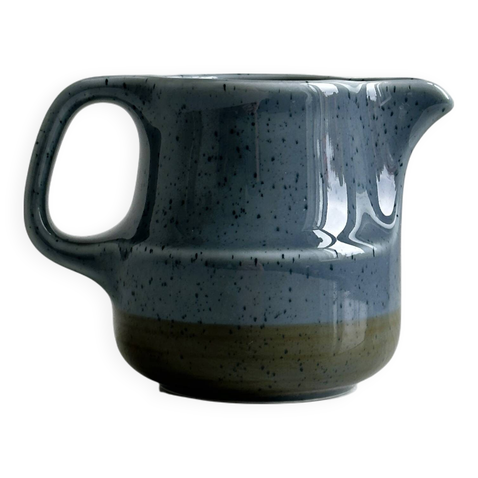 Petit pot à lait en céramique bleu et beige