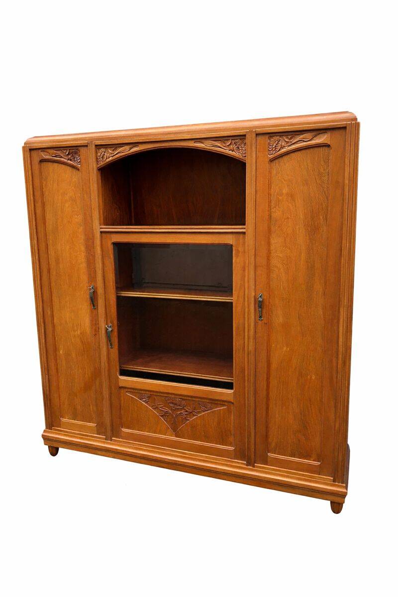 French Art Deco vintage library display cabinet 1930 Mahogany