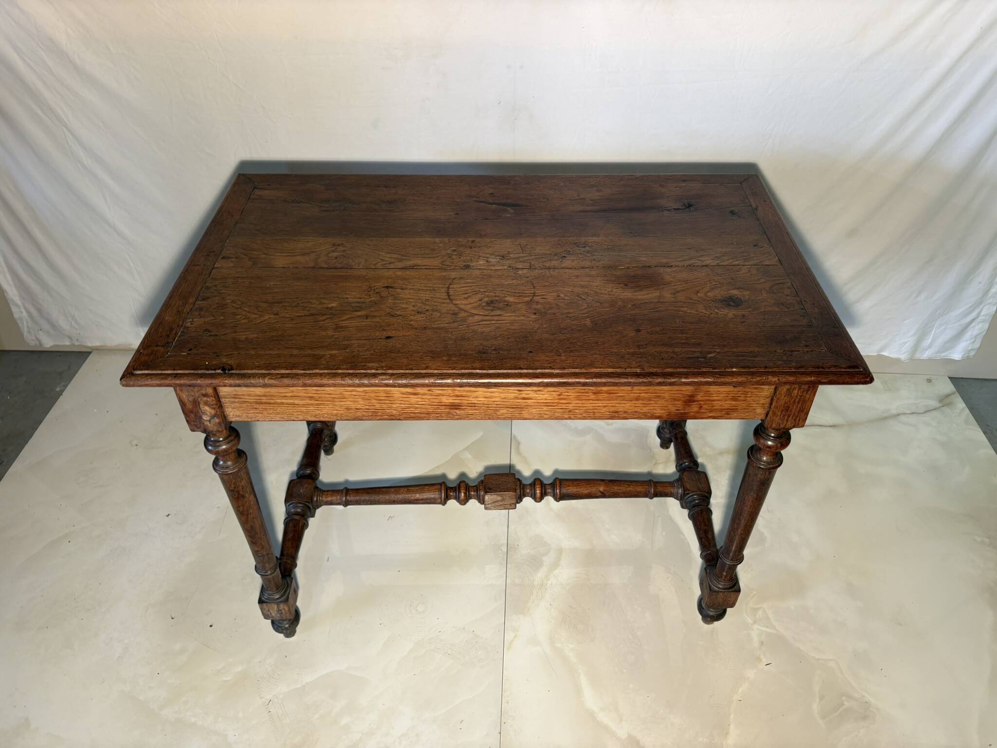 Antique solid wood table with turned legs