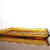 Amber yellow moulded glass tray
