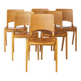 Set of 6 Wilkhahn Stackable Chairs – Beech Wood – Germany 1970s – Vintage