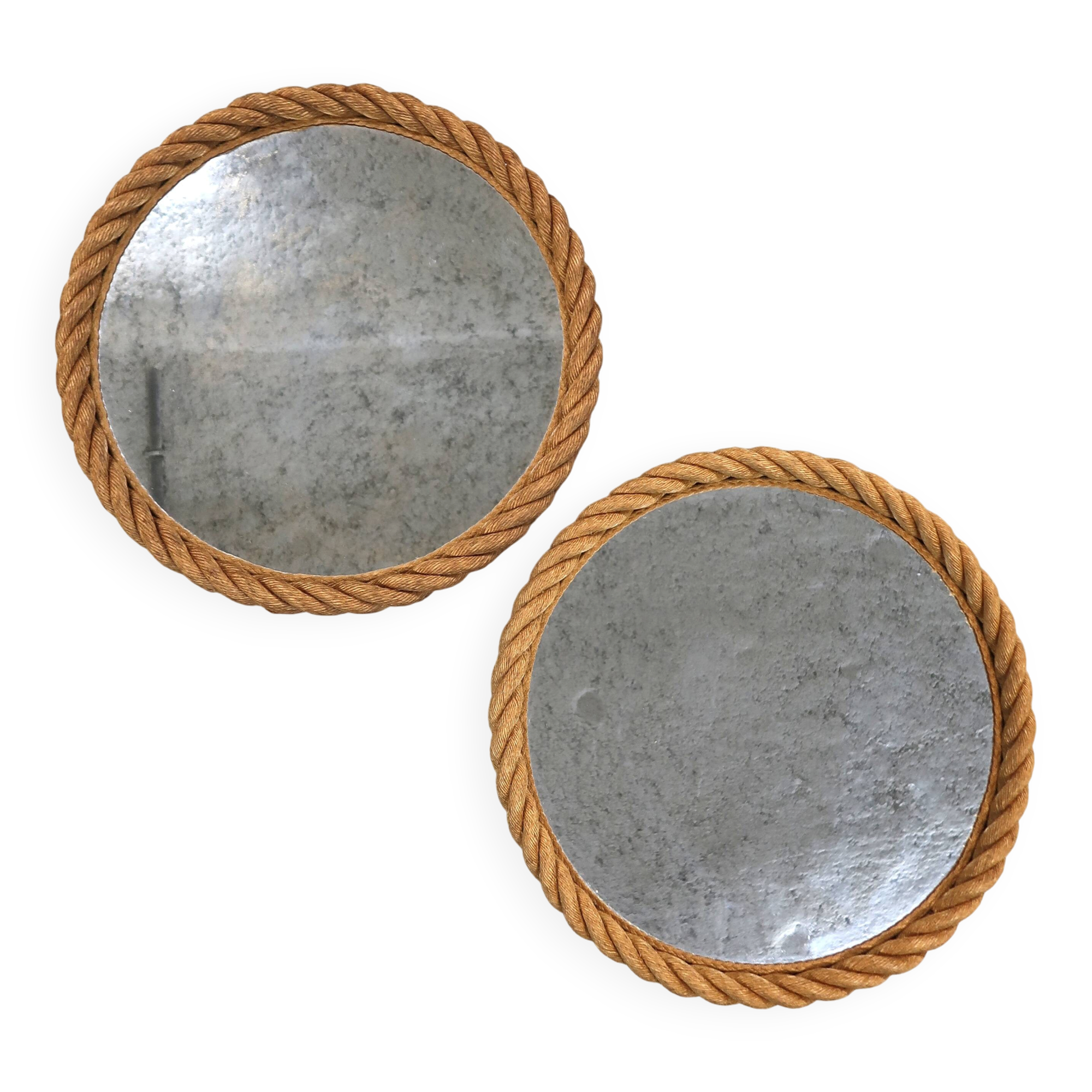 Pair of rope mirrors by Audoux Minet from the 1950s/60s.