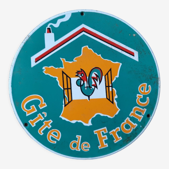 Ancienne plaque émaillée "gite de france" 24cm 1950