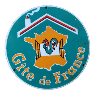 Old enamelled plate "gite de france" 24cm 1950