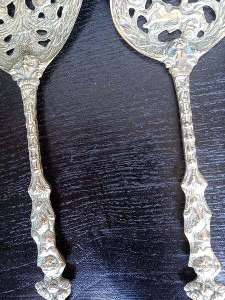 Ugo Bellini Vintage Silver Plated Bronze Cutlery / Serving Tongs