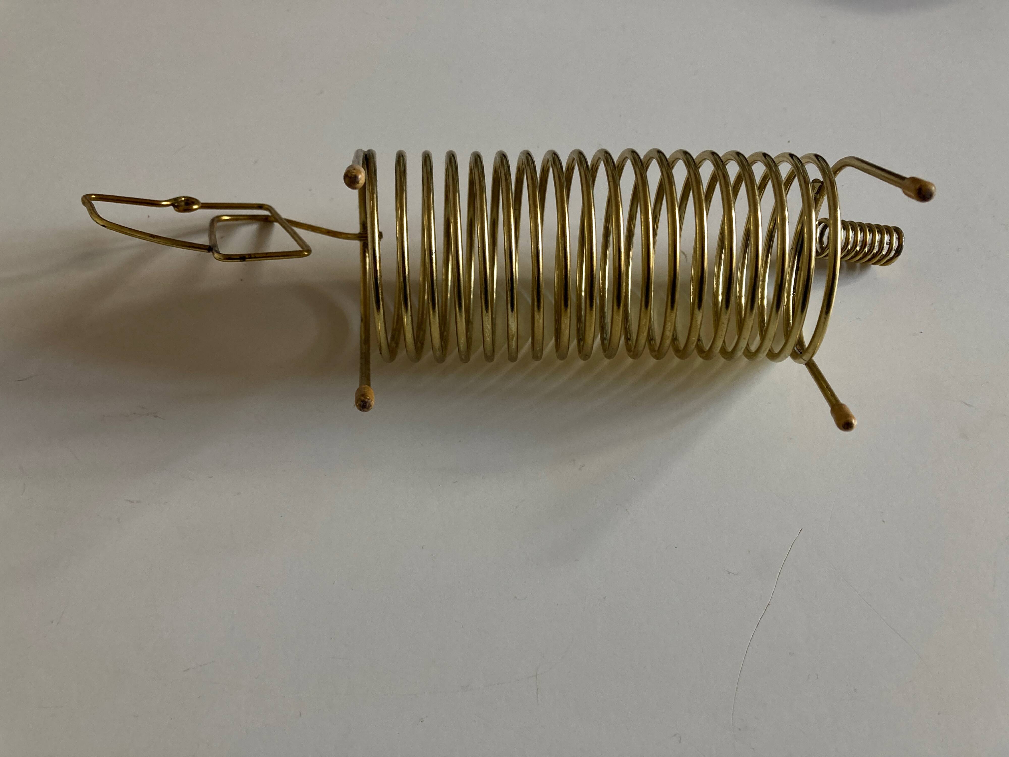 Dachshund dog desk letter holder in gold metal 1970