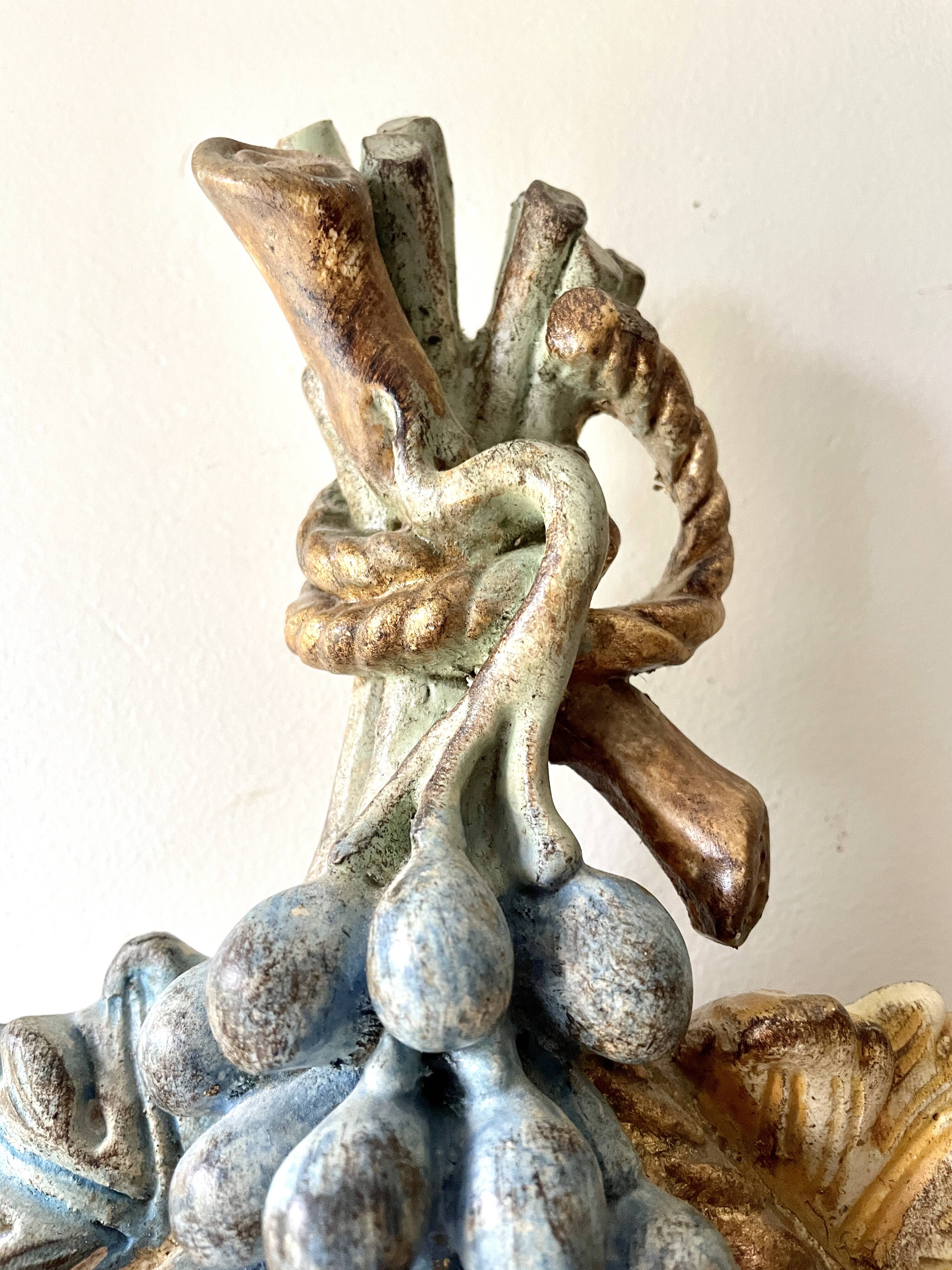 Pair of wooden wall lights, Italy 1950s