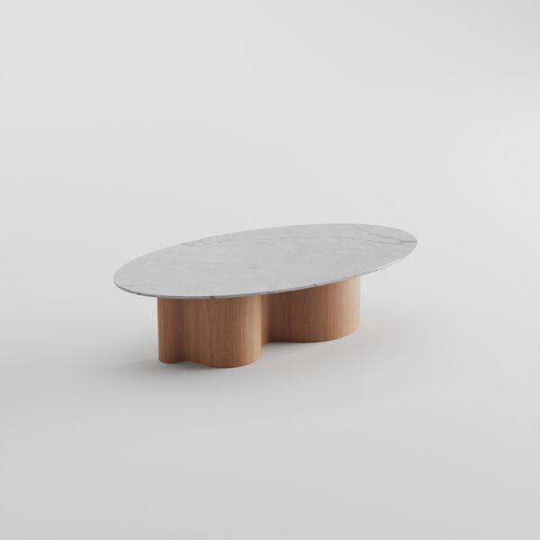 Wavewoo coffee table with stone top