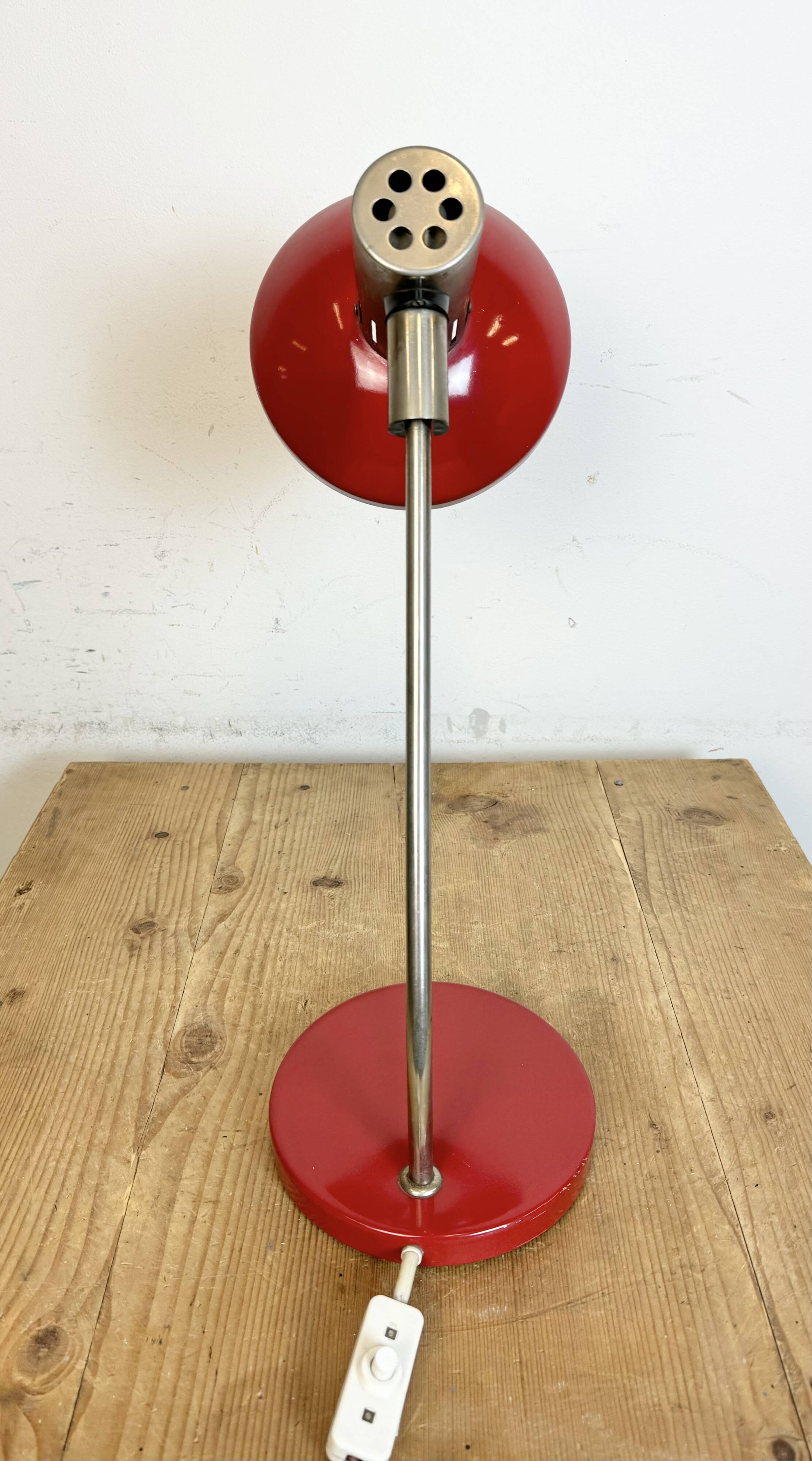 Vintage red east german table lamp from aka leuchten, 1970s