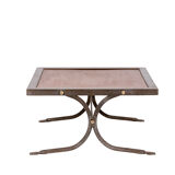 Table basse de style industriel en fer et cuir, années 1970