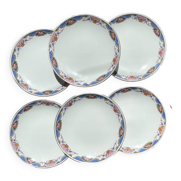 6 Small vintage French DIGOIN SARREGUEMINES flower plates 1950